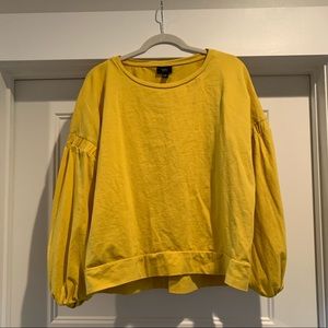 Yellow balloon sleeve long sleeve blouse